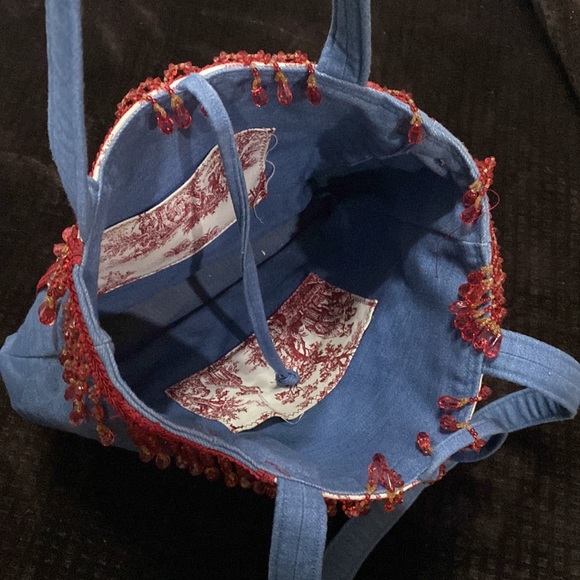 Tote Bag/Denim and Toile Handmade - Picture 4 of 5